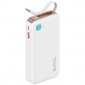 USAMS Powerbank 10000mAh 20W zwijany kabel USB-C fast charge Biały 