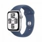 Apple Watch SE GPS, koperta 40 mm z aluminium w kolorze srebrnym z paskiem sportowy w kolorze denim - rozmiar M/L 