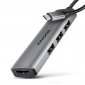 AXAGON HMC-H3A Wieloportowy hub USB 4in1, 5Gbps, 3x USB-A (2x USB2.0, 1x USB3.0) + HDMI 4K/30Hz, metal, 15cm USB-C kabel 