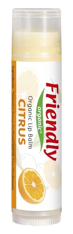 Friendly Organic, Organiczny balsam do ust Cytrusowy, 4,25g