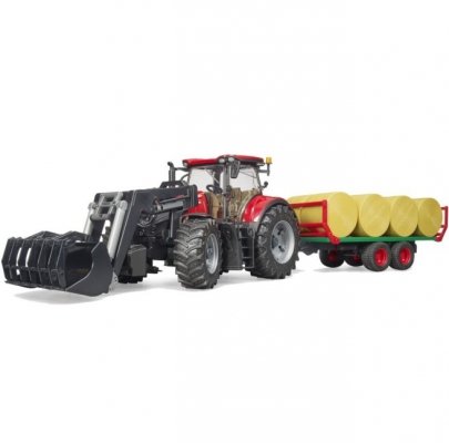 BRUDER 03198 CASE IH OPTUM 300 CVX Z ŁADOWACZEM I PRZYCZEPĄ