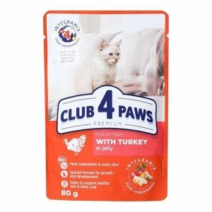 Club4Paws Kitten Indyk w galaretce 80g saszetka Mokra karma dla Kociąt