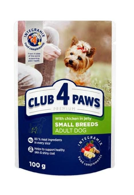 Club4Paws Kurczak w galaretce 100g saszetka Mokra karma da psów małych ras