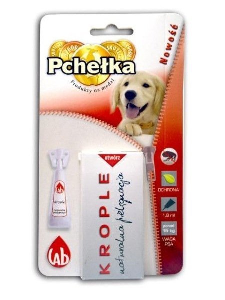 Pchełka Krople 1,8ml pielęgnacja i ochrona przed pchłami dla średnich Psów (|}15kg)