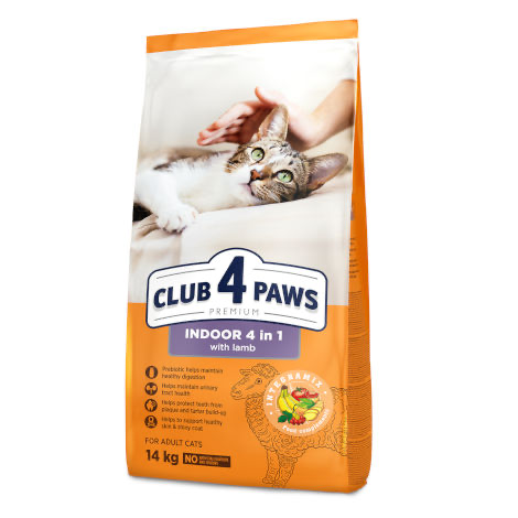 Club4Paws Indoor 4w1 14kg sucha karma dla kotów niewychodzących z domu