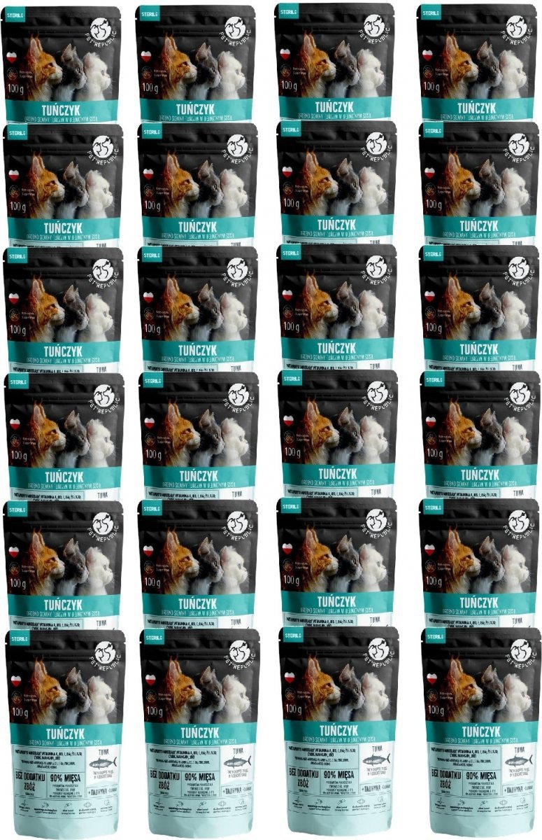 karton Pet Republic Sterile Tuńczyk w sosie 24x100g Mokra karma dla Kotów Sterylizowanych