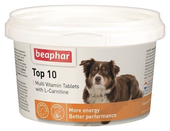 beaphar TOP 10 180tabl. - tabletki multiwitaminowe z L-karnityną