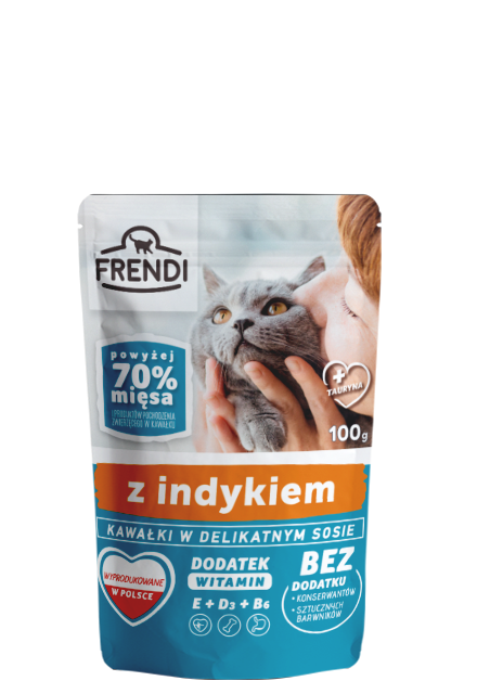 Frendi Kawałki w sosie z Indykiem 100g saszetka mokra karma dla kotów