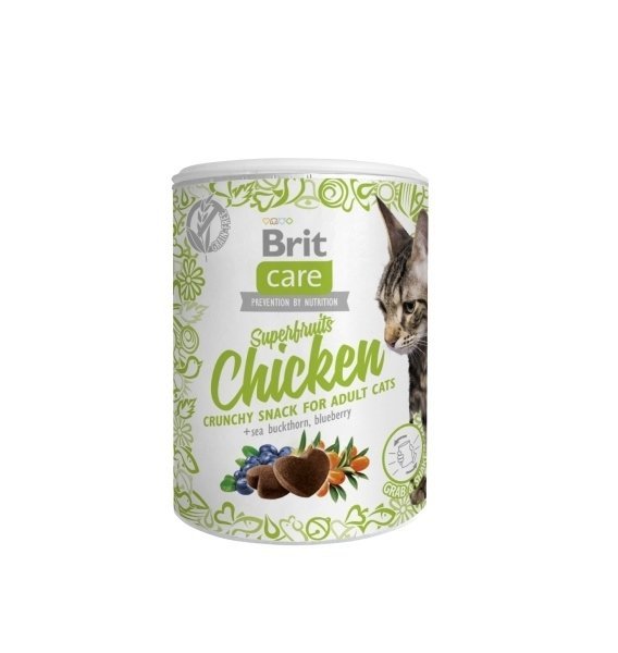 Brit Care Cat Snack Superfruits Chicken 100g chrupiący przysmak z Kurczakiem i owocami dla Kotów