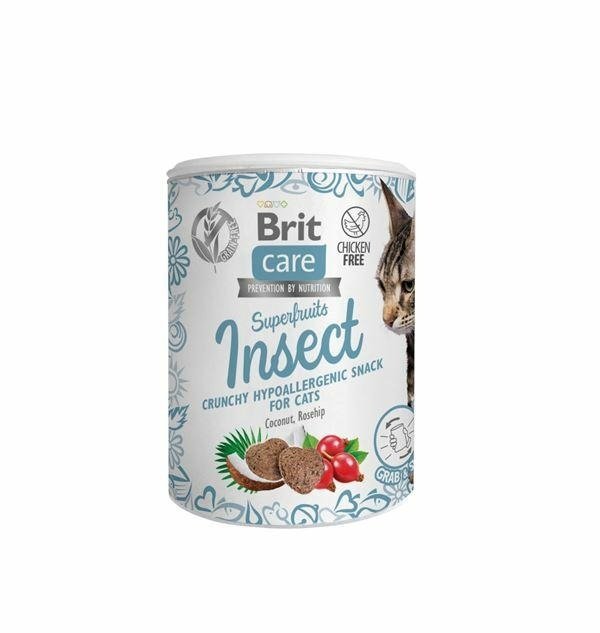 Brit Care Cat Snack Superfruits Insect Hypoallergenic 100g chrupiący przysmaki z insektami dla kotów z alergią