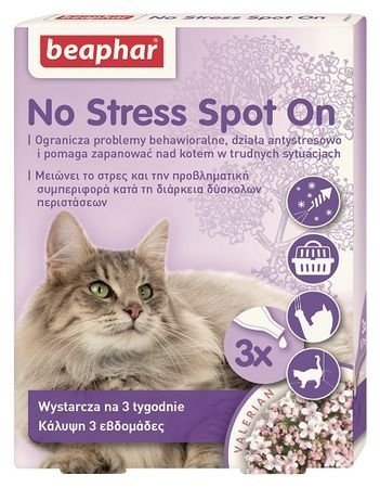 beaphar No Stress Spot On 3 pipety naturalnie uspokaja kota