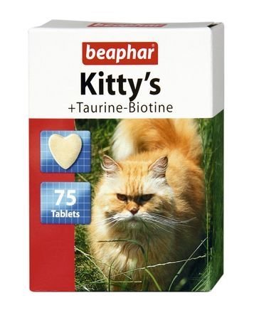 beaphar Kitty's + Taurine-Biotine 75szt. Przysmak witaminowy z tauryną i biotyną dla Kotów