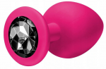 LoveToYou Mały Różowy Silikonowy Korek Analny S - 7 cm - BLACK CRYSTAL
