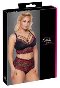 Cottelli Collection Seksowna Bielizna - Bra and Briefs black/red 2XL