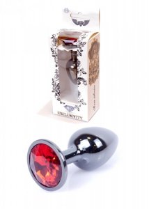 BossSeries Korek Analny-Jewellery Dark Silver PLUG- Red