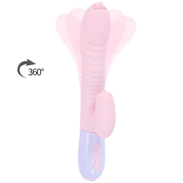 FOX Wibrator-Silicone Vibration 7, Telescopic, Heating Mode, Pink