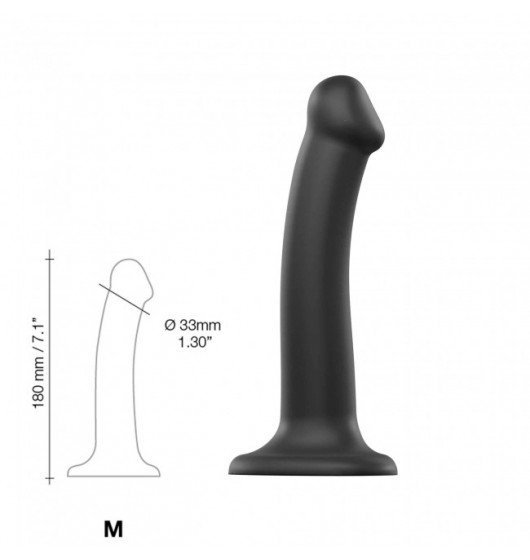 STRAP-ON ME Silicone Bendable Dildo Double Density Black M