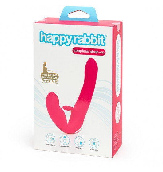Wibrator- Happy Rabbit Strapless Strap On Rabbit Vibe Pink
