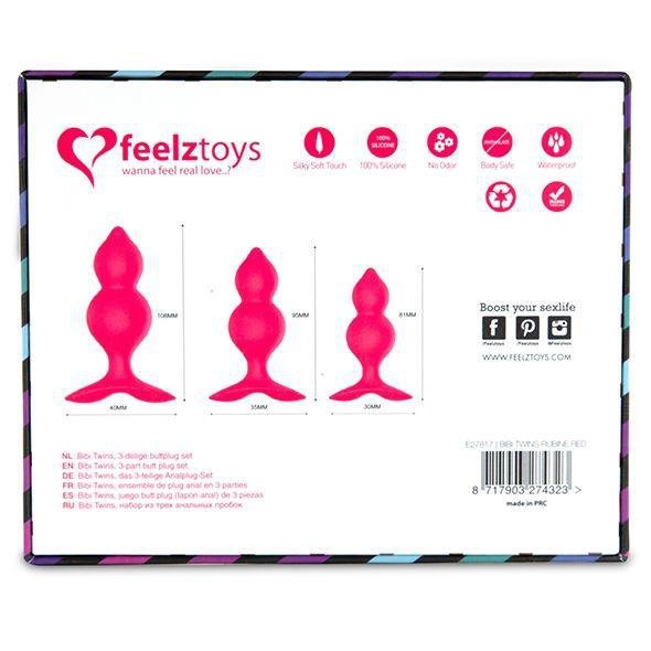FeelzToys Zestaw 3 Korków Analnych - Bibi Twin Butt Plug Set 3 pcs Pink