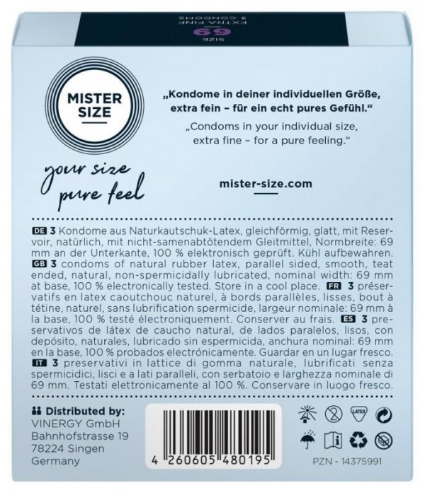 Mister Size Prezerwatywy 69mm 3szt