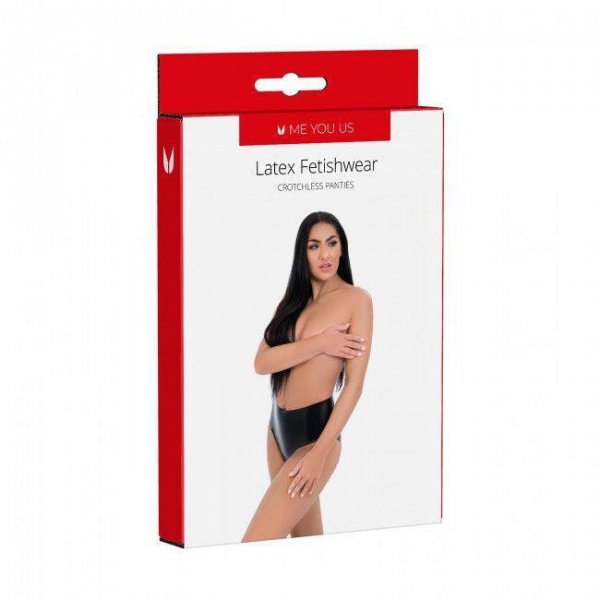 Me You Us Majtki z Dziurką S - Latex Crotchless Panties Small