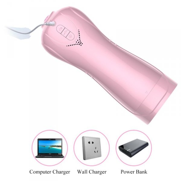 FOX SHOW Masturbator-Vibrating and Flashing Masturbation Cup USB 7+7 Function / Talk Mode (Pink)