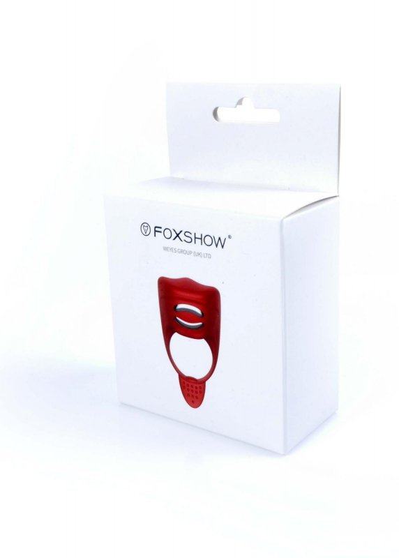 FOX Wibrator Pierścień -Silicone Ring Red USB 7 Function + Electro stim