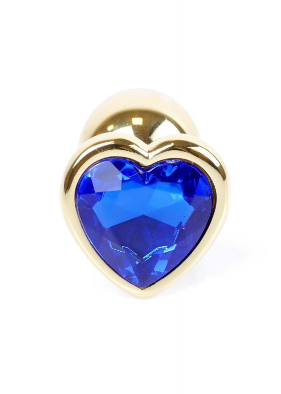 BossSeries Korek Analny-Jewellery Gold  Heart PLUG- Dark Blue