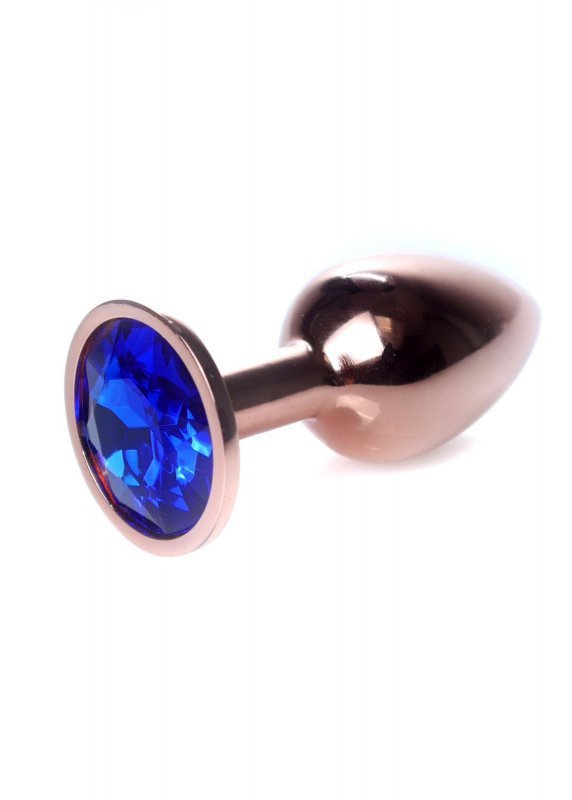 BossSeries Korek Analny-Jewellery Red Gold PLUG- Dark Blue