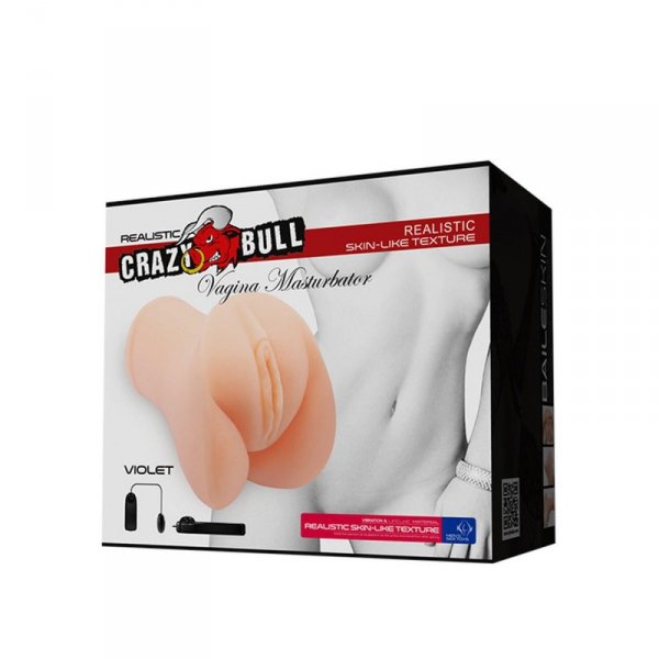 CRAZY BULL- VIOLET REALISTIC VAGINA, Vibration-Masturbator Sztuczna Pochwa