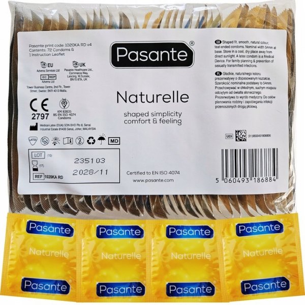 Prezerwatywy Pasante NATURELLE 72 sztuki CAŁE OPAKOWANIE
