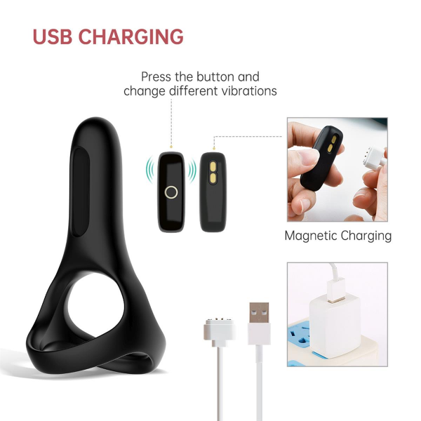MAGIC MOTION Wibrujący Pierścień na APP - Rise Smart Wearable Cockring Black