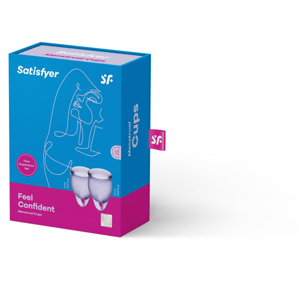 SATISFYER Kubeczki menstruacyjne Feel Confident 2 sztuki - 15 ml + 20 ml - liliowe