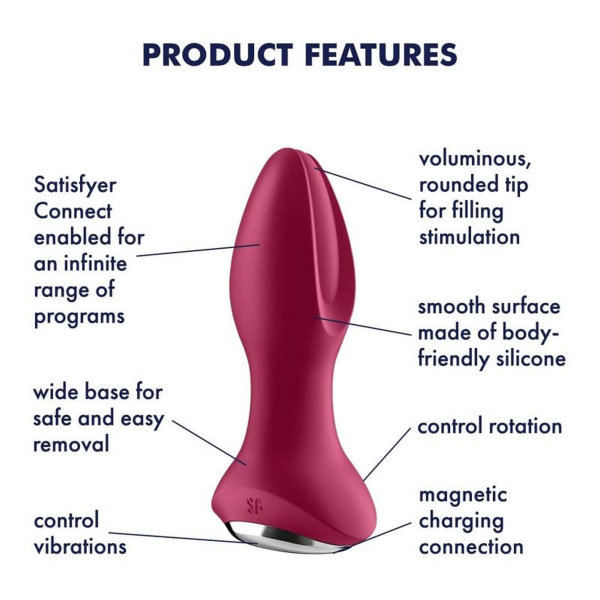 SATISYER Korek Analny - Plug-Rotator Plug 2 Connect App (Violet) 