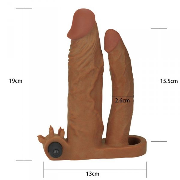 Add 2&quot;&quot; Pleasure X Tender Vibrating Double Penis Sleeve