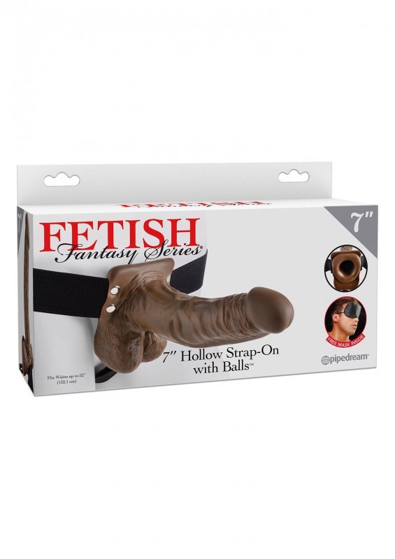 7 inch Hollow Strap-On Balls Brown skin tone