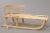 Holzschlitten mit Rückenlehne Winterfußsack 90cm Mokka