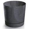 Blumentopf Blumenkübel Rund Beton Effect mit Untersetzer - 180 Anthrazit