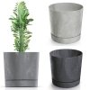 Blumentopf Blumenkübel Rund Beton Effect mit Untersetzer - 180 Anthrazit