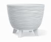 Blumentopf Pflanzschale Blumenkübel mit Füßen Pflanztopf Pflanzkübel Riffel - ⌀29cm Weiß