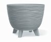 Blumentopf Pflanzschale Blumenkübel mit Füßen Pflanztopf Pflanzkübel Riffel - ⌀29cm Grau