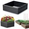 Hochbeet Gartenbeet Pflanzkasten Frühbeet Gemüsebeet aus Kunstoff -  Quadratisch Anthrazit