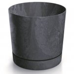 Blumentopf Blumenkübel Rund Beton Effect mit Untersetzer - 180 Anthrazit