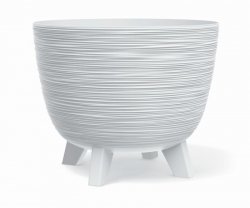 Blumentopf Pflanzschale Blumenkübel mit Füßen Pflanztopf Pflanzkübel Riffel - ⌀29cm Weiß