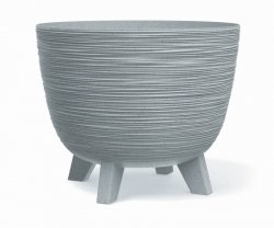 Blumentopf Pflanzschale Blumenkübel mit Füßen Pflanztopf Pflanzkübel Riffel - ⌀29cm Grau