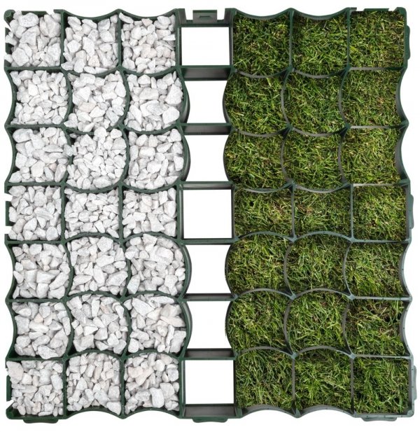 Rasengitter Reitplatzplatten Rasenwaben Gehwegplatten 50x50x2,5cm + 4 Nägel