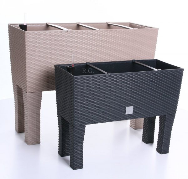 Blumentopf Blumenkasten mit Füßen Rattan 800 weiß