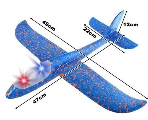 2x Styroporflugzeug Flugzeug Spielzeug LED Flieger Segelflugzeug Wurfgleiter
