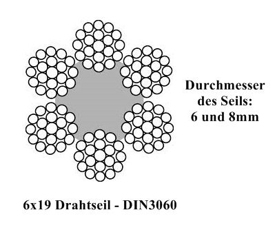 50m Stahlseil Drahtseil galvanisch verzinkt Seil Draht 6mm 6x19