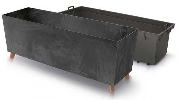 Blumenkasten Blumenkübel mit Füßen Pflanzkübel Beton Optik Übertopf 77cm - Beton